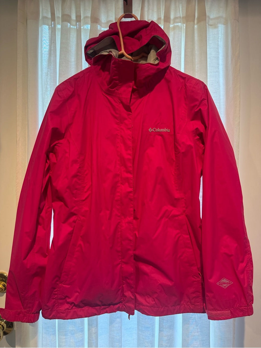 Columbia Pink Hooded Rain Jacket